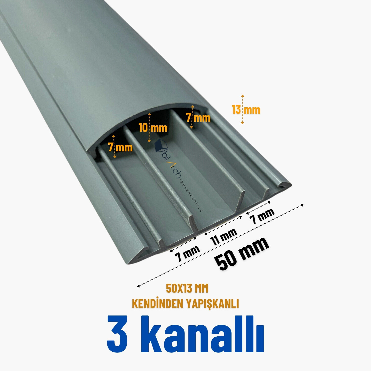50x13 mm Balık Sırtı Kablo Kanalı Yapışkanlı