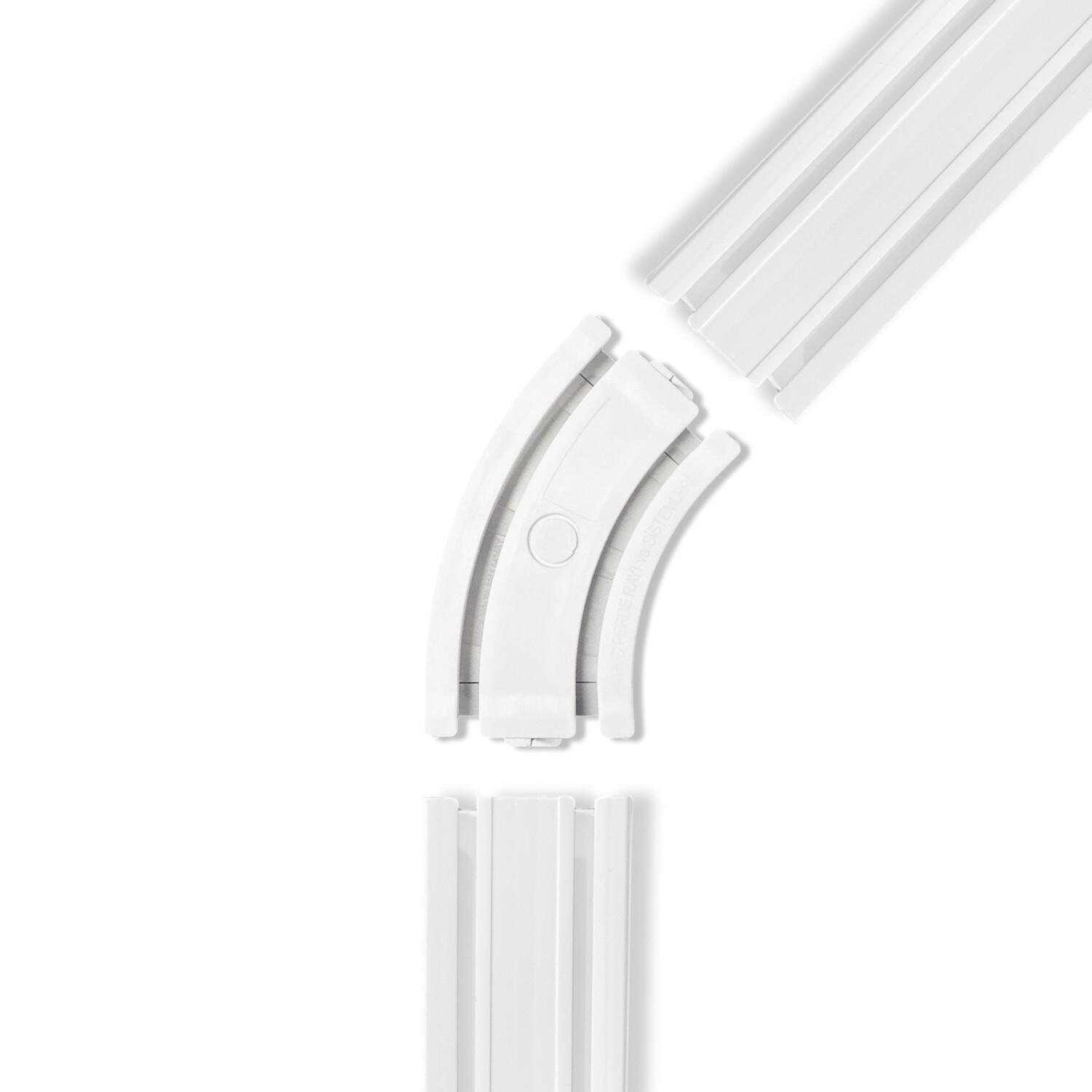 2 Raylı Perde Rayı Korniş 45° Dönüş Köşe Aparatı