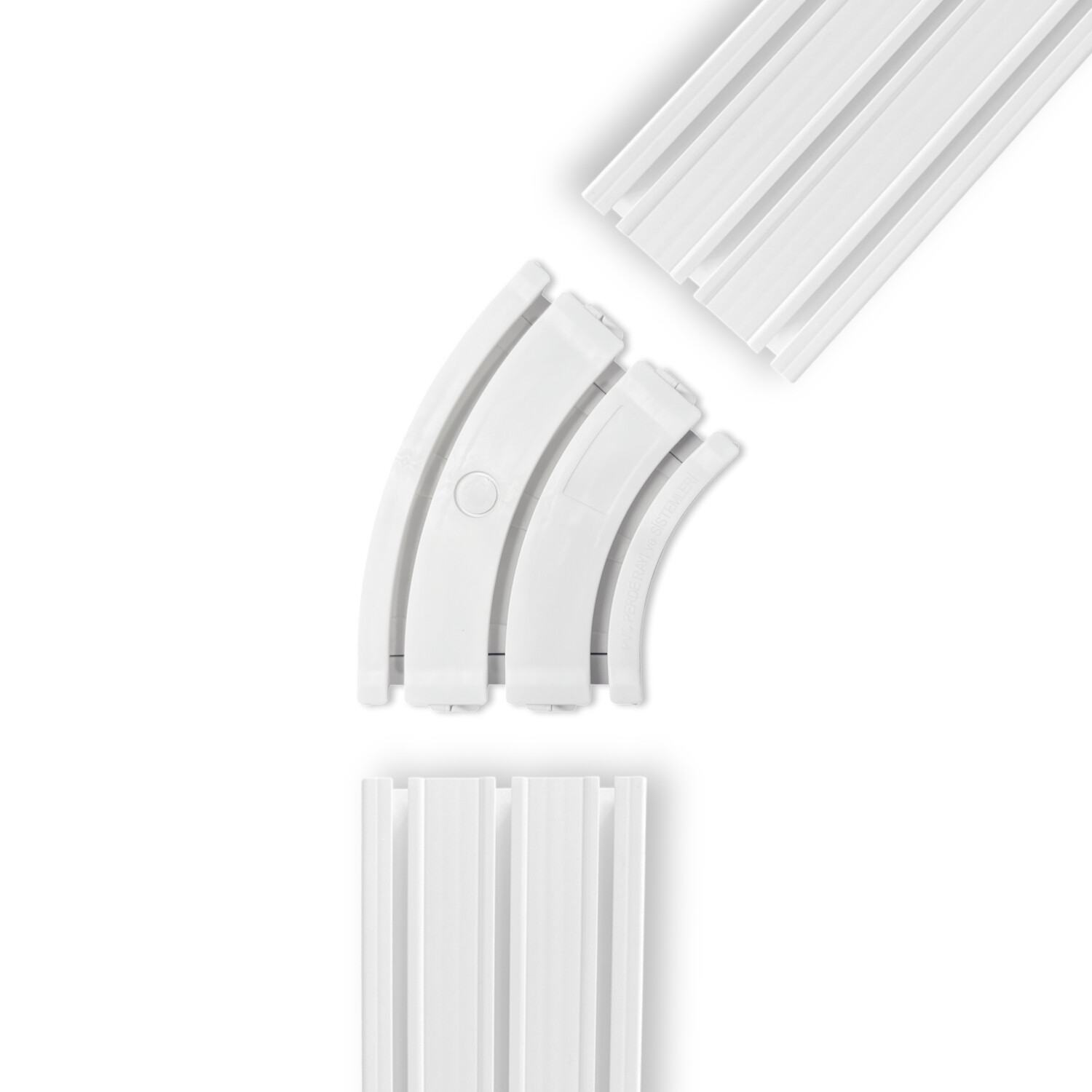 3 Raylı Perde Rayı Korniş 45° Dönüş Köşe Aparatı